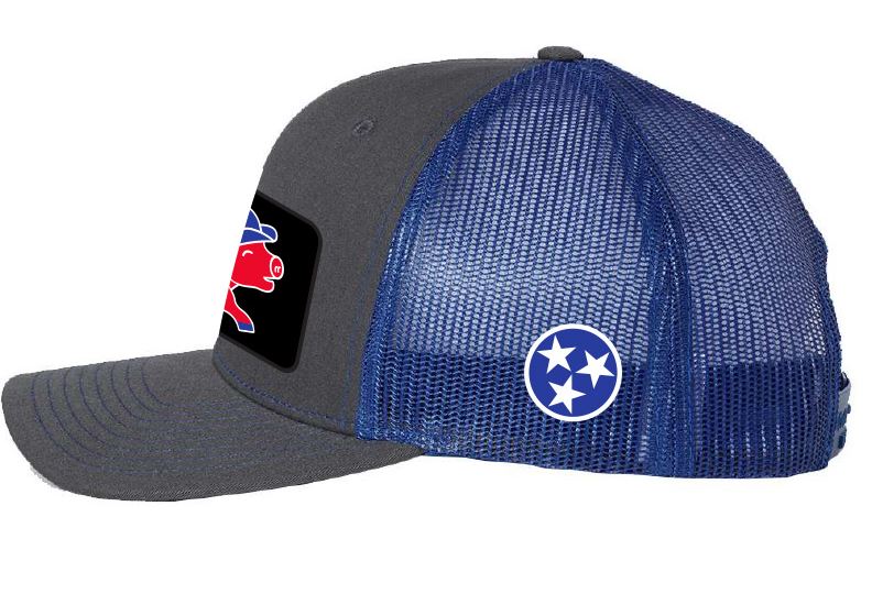 Jack Cawthon's Bar-B-Que Charcoal/ Royal Blue Mesh Snapback Cap